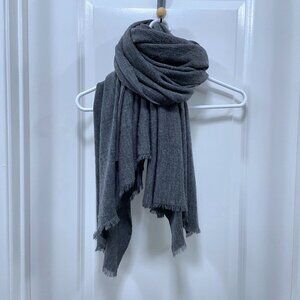 Zara - Asymmetric Fringe Scarf in Dark Gray